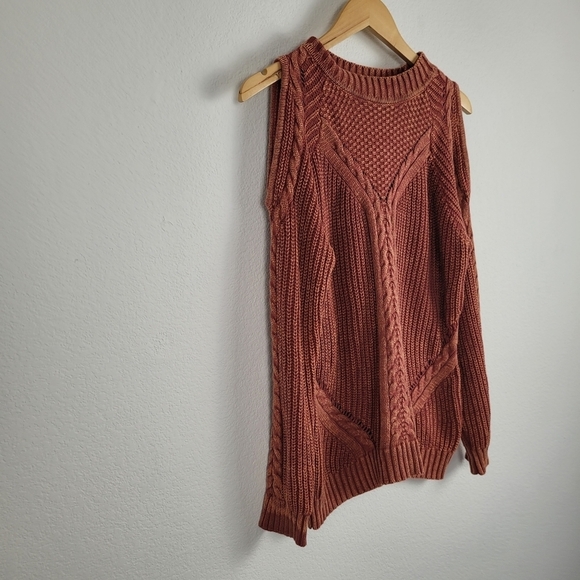 Umgee rustic orange cold shoulder knit sweater - Picture 9 of 10